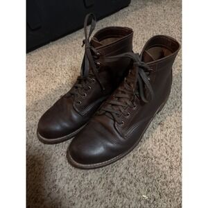 WOLVERINE 1000 MILE ORIGINAL PLAIN TOE BROWN LEATHER ANKLE BOOTS 9D Made In USA